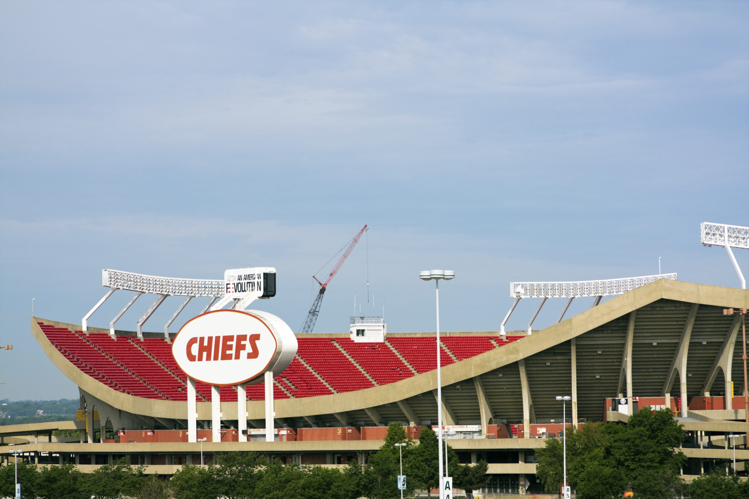 "Kansas City, Missouri, USA - June 1, 2008: Arrowhead Stadium in Kansas City, Missouri. The stadium was built in 1972 and has the capacity of 76000 people. Home to Kansas City Chiefs. Seen spring morning."