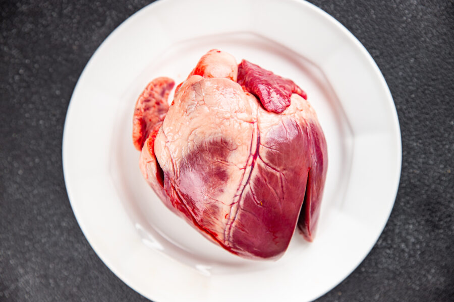 meat heart raw offal pork or beef meal food snack on the table copy space food