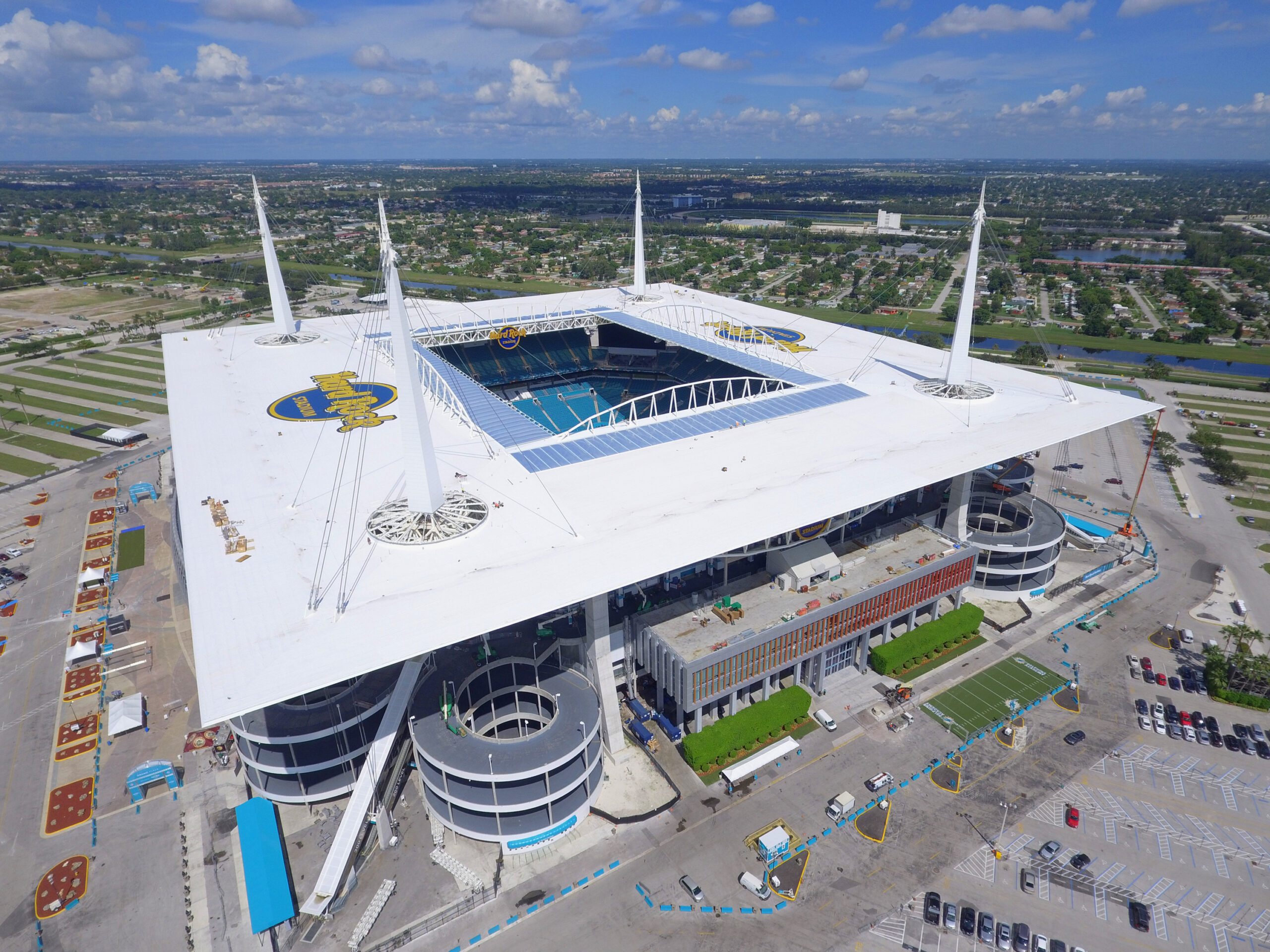 Miami, USA - September 29, 2016: Hardrock Stadium Miami is near completion located at 347 Don  Shula Drive formerly known as Sunlife Stadium and home to the Miami Dolphins pro football team.