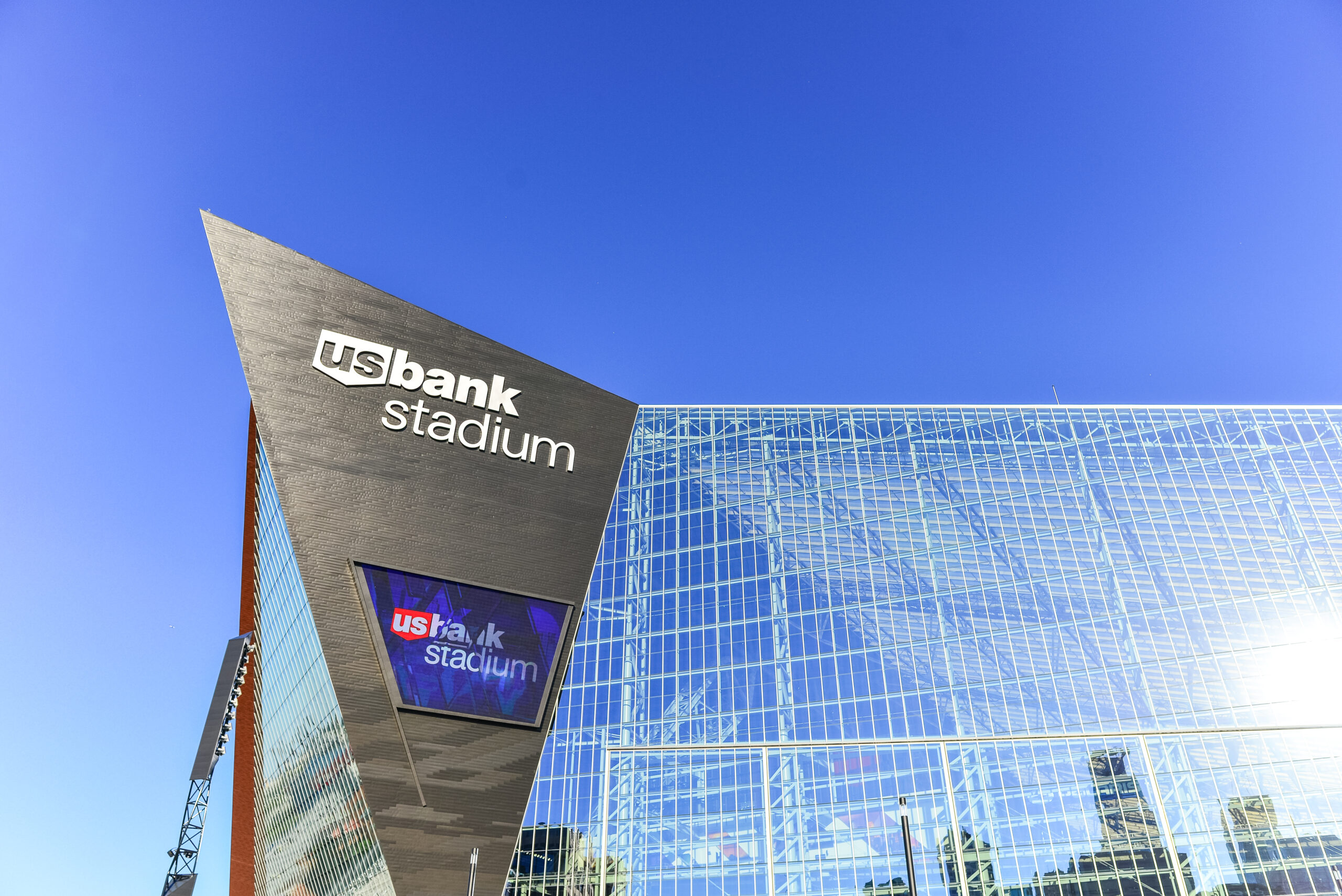 Minneapolis, Minnesota, USA. - August 4, 2016: US Bank Stadium Home to Minnesota Vikings Football, in downtown Minneapolis Minnesota. The day after the inagural event, the huge new stucture sits in the same location as the Metrodome.