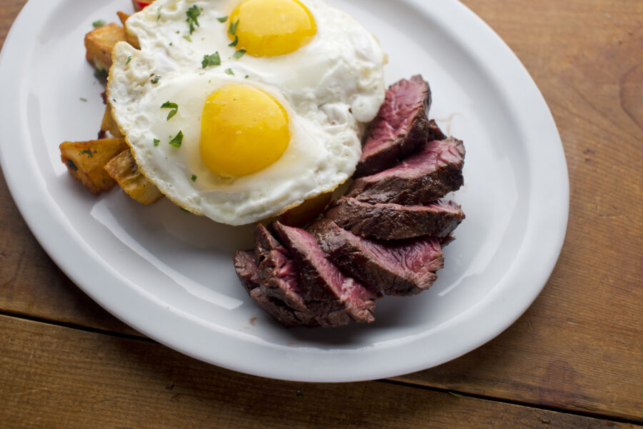 Steak and eggs