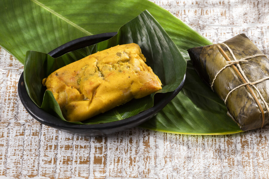 Tamales Typical Colombian Food Wrapped In Banana Leaves