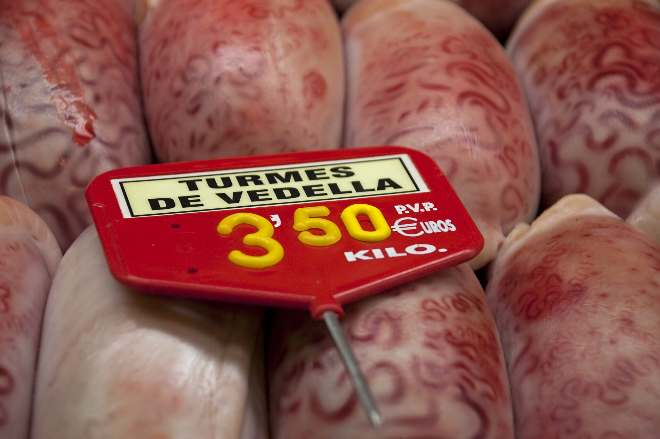 testicle of ox, Barceloneta market, Spain