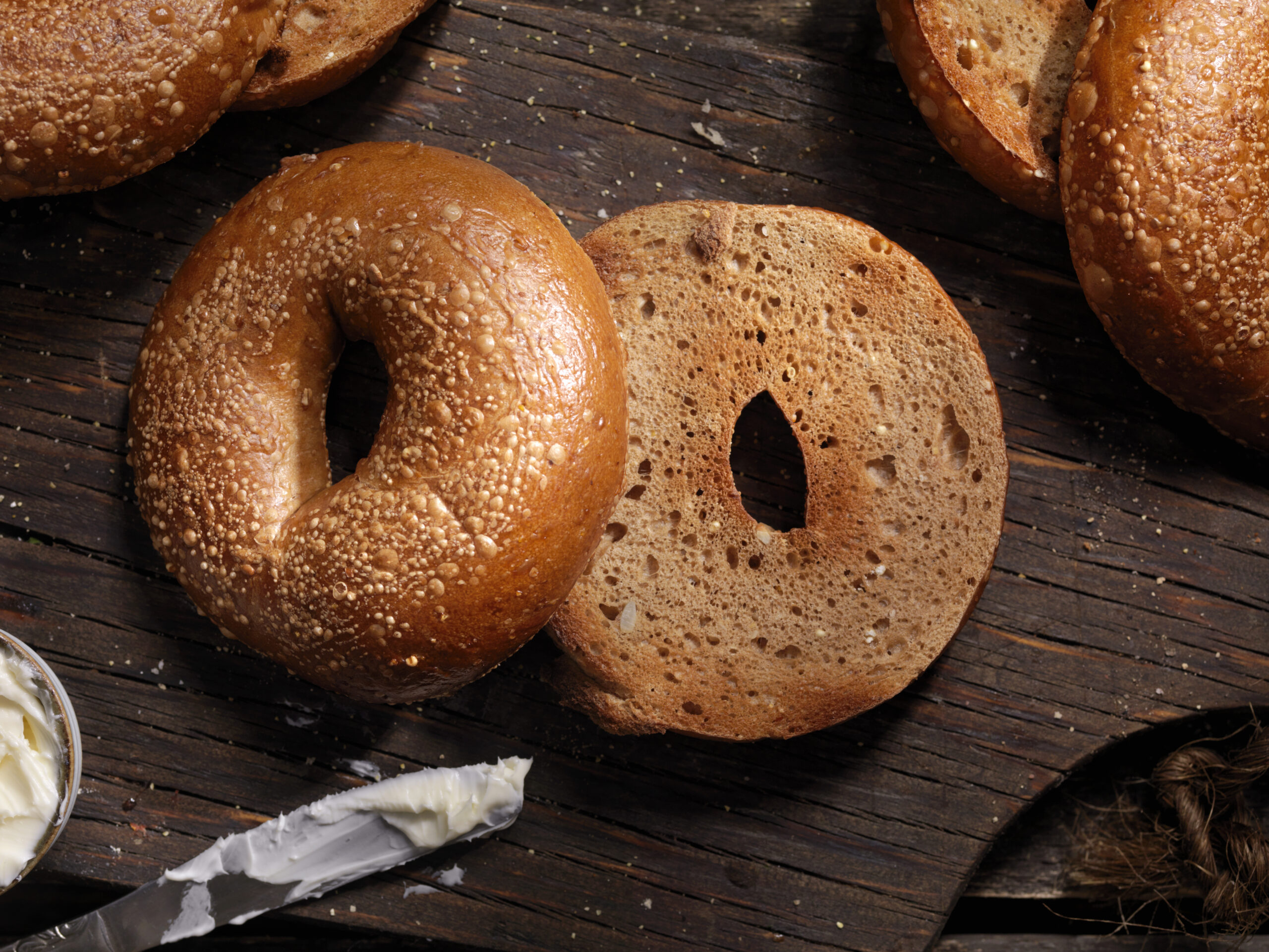 Toasted Bagels with Butter - Photographed on a Hasselblad H3D11-39 megapixel Camera System