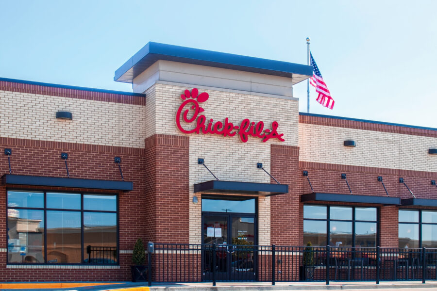 Chick-fil-A store with American flag