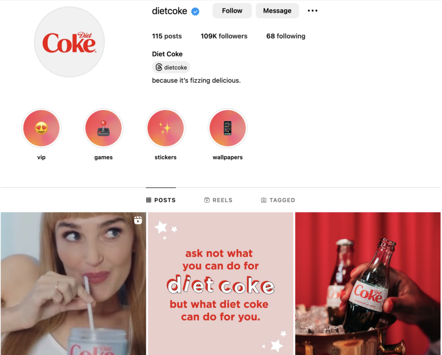 Diet Coke's official Instagram page