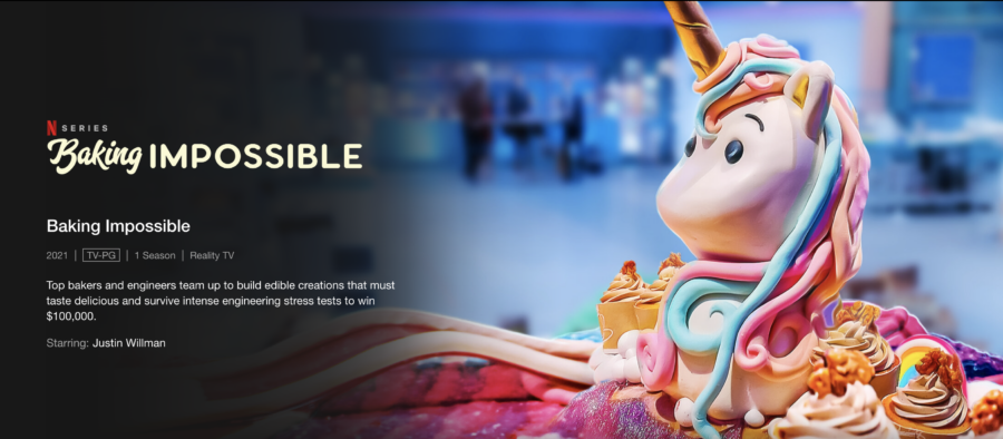 Screenshot of the "Baking Impossible's" title page, a baking show on Netflix