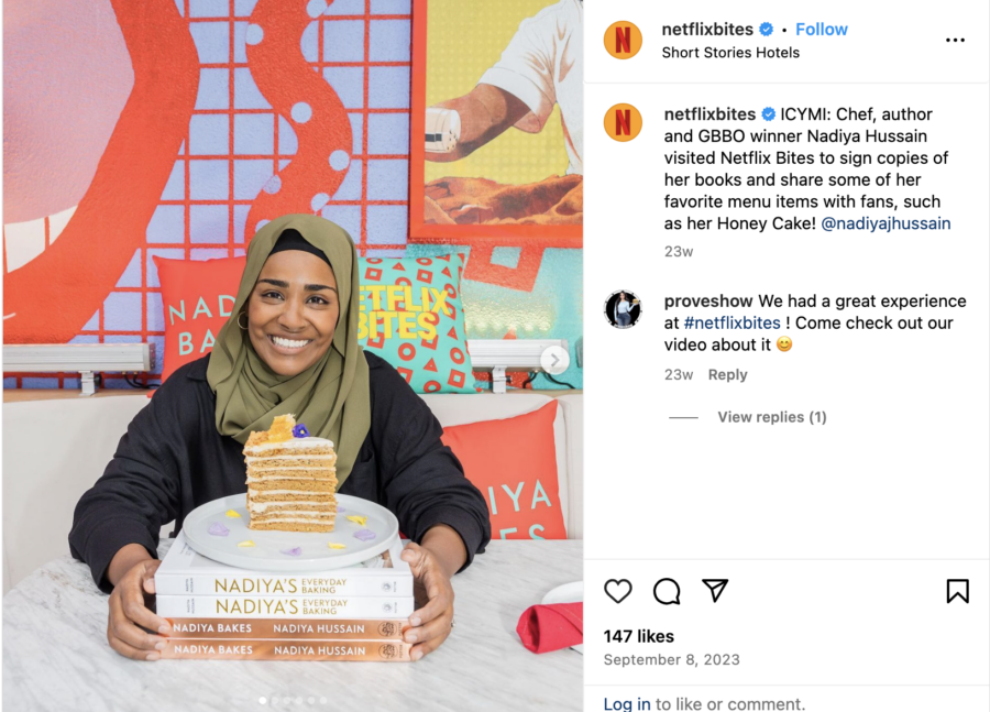 Screenshot of an Instagram post by @netflixbites, showing Nadiya Hussain