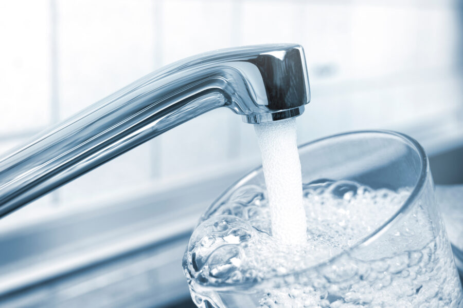 A glass of clear water from the kitchen tap