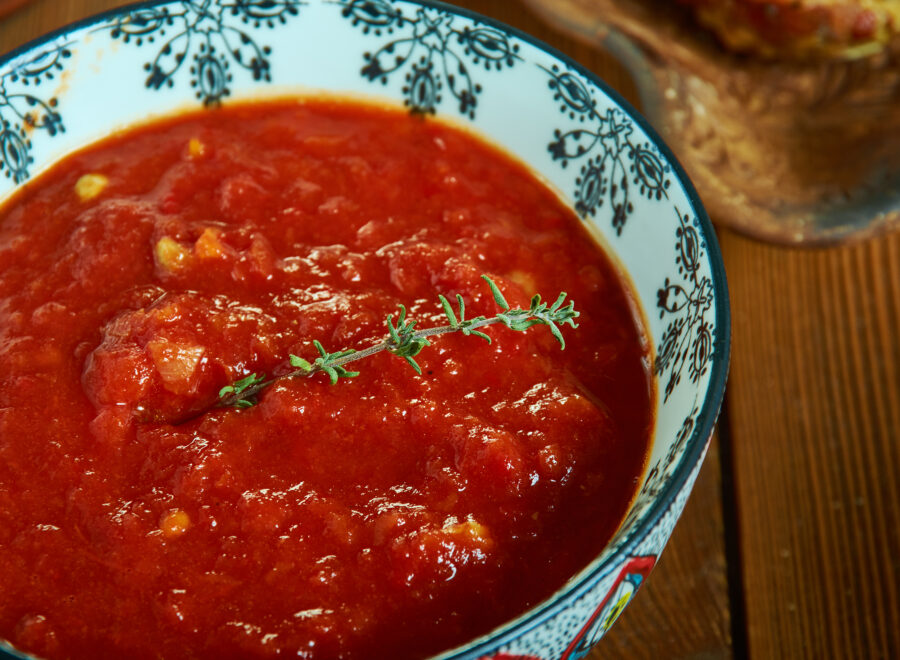 Authentic Salsa ranchera from Mexico,  consists of roasted tomatoes, jalapeno