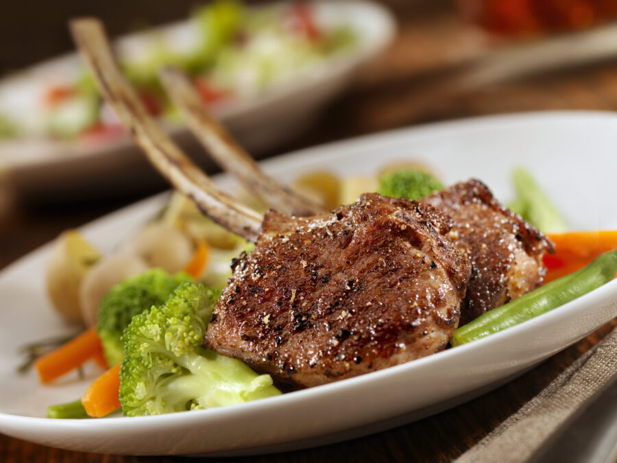 Braised Lamb Chops with Steamed Vegetables and Rosemary Potatoes- Photographed on Hasselblad H3D2-39mb Camera