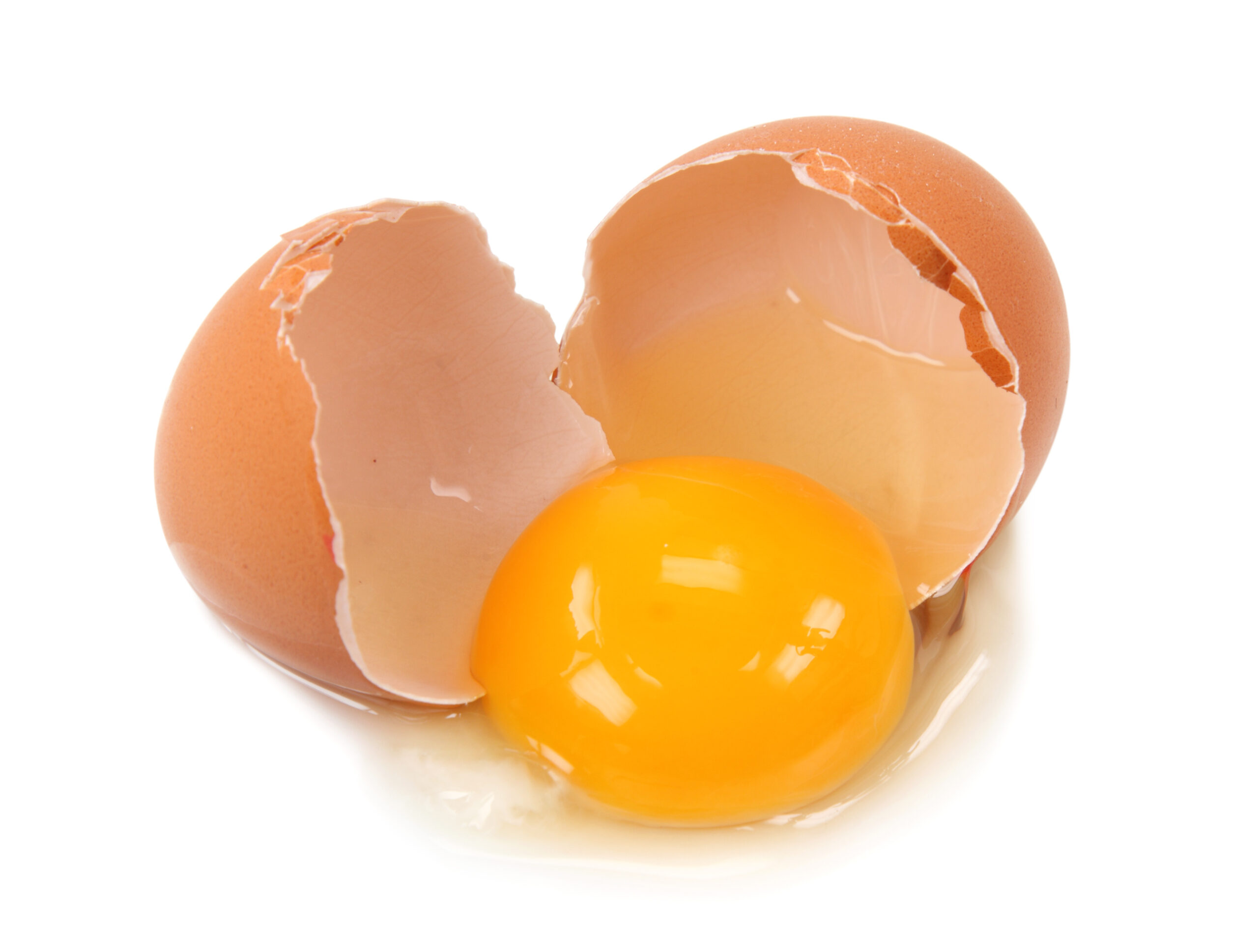 Broken egg isolated on white background