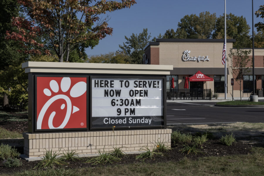 Chick-fil-A sign outside of restaurant