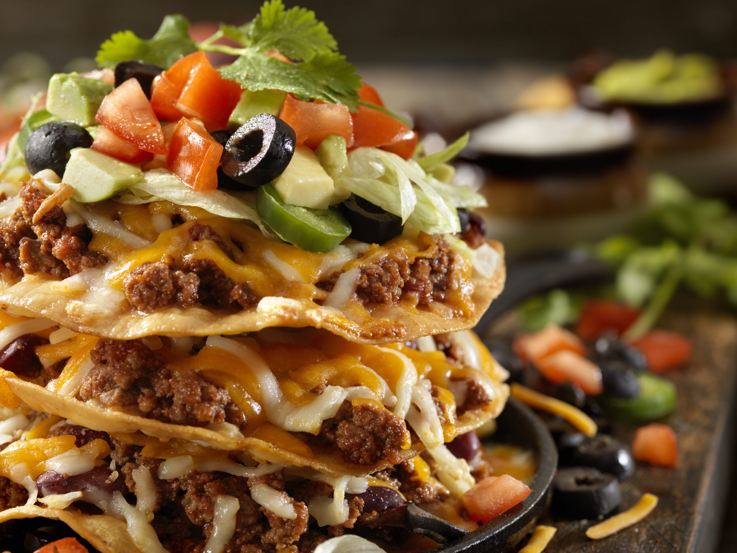 Chilli Cheese Tostada Tower - Photographed on Hasselblad H3D2-39mb Camera