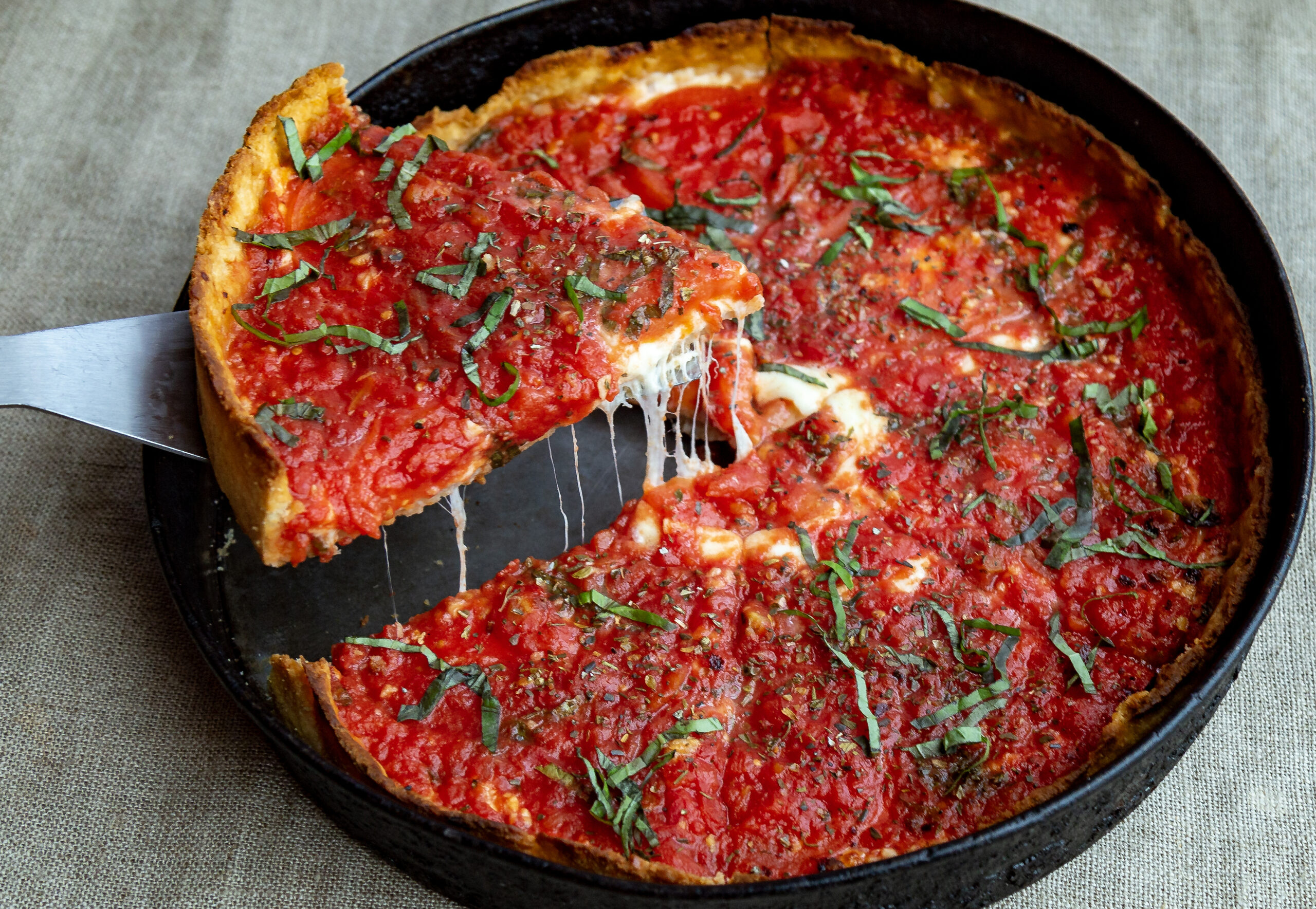 Classic deep dish pizza