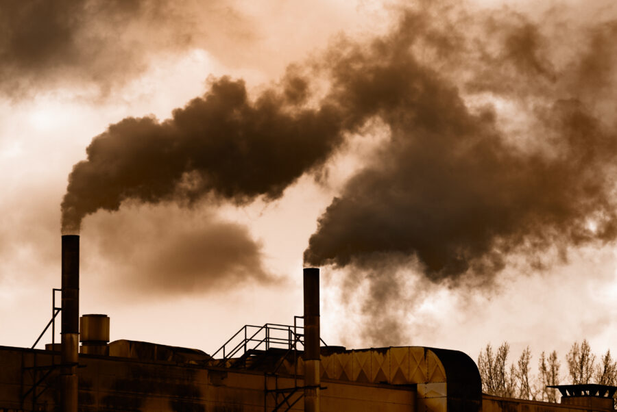 Dark smoke from an old factory.