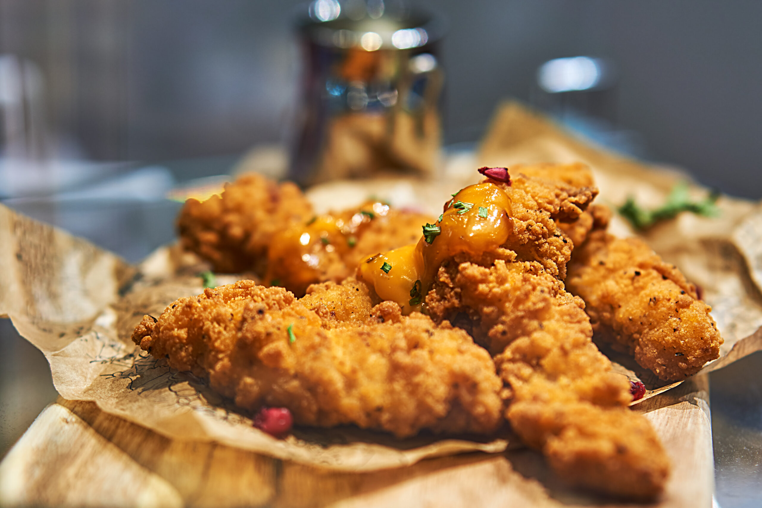 fried vegetables with mango chutney