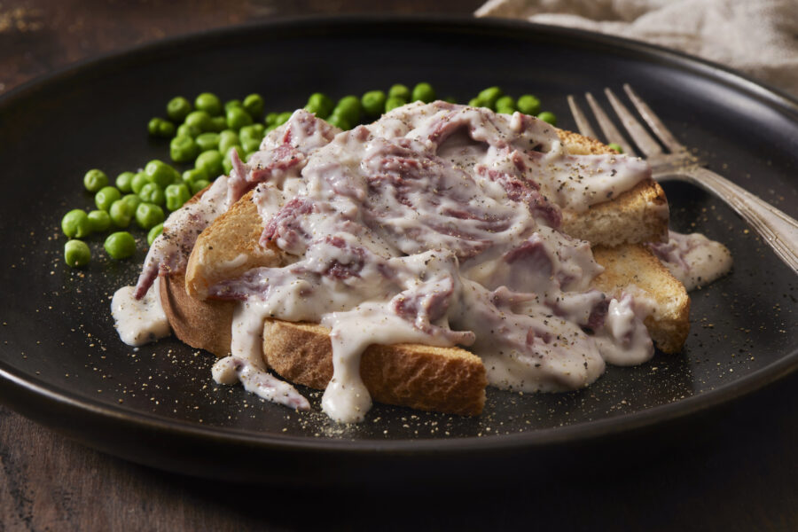 Old Fashion Creamed Chipped Beef on Toast with Green Peas  "AKA Shit on a Shingle".