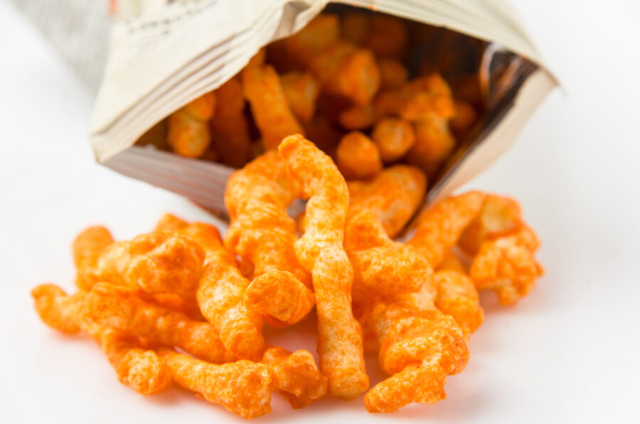 Open bag of Cheese Puffs