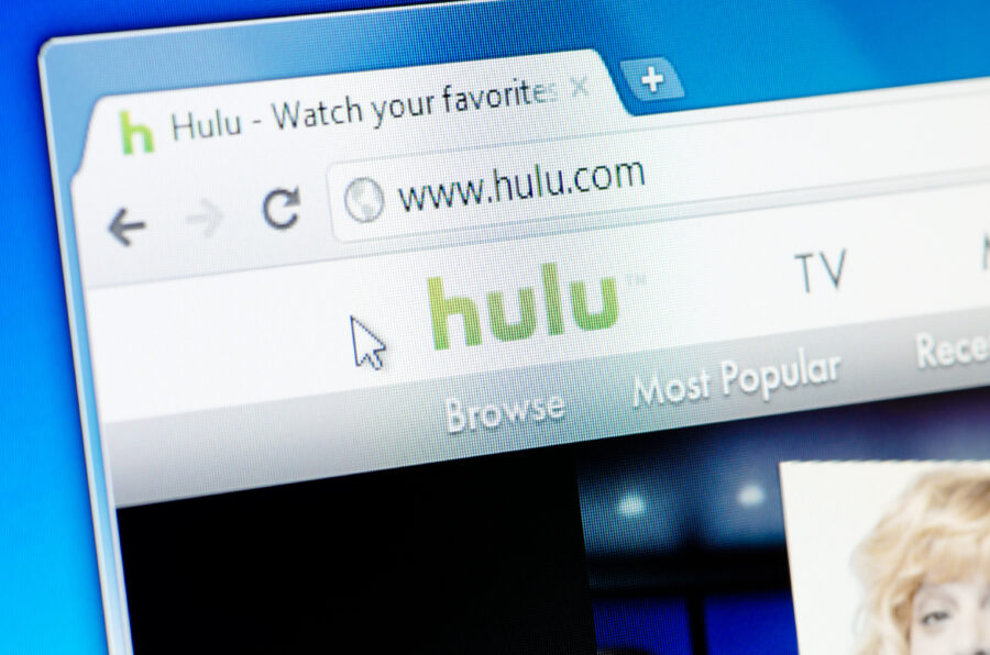 Close up of Hulu main page on the web browser. 