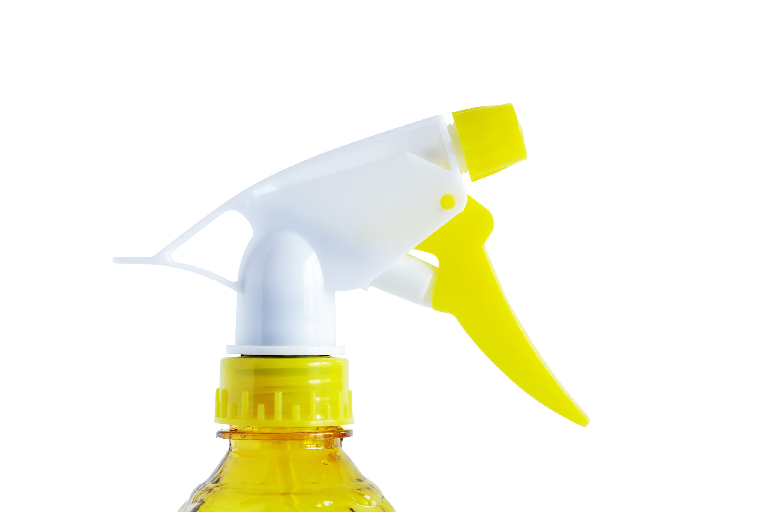 Plastic yellow sprayer isolated on white background with clipping path