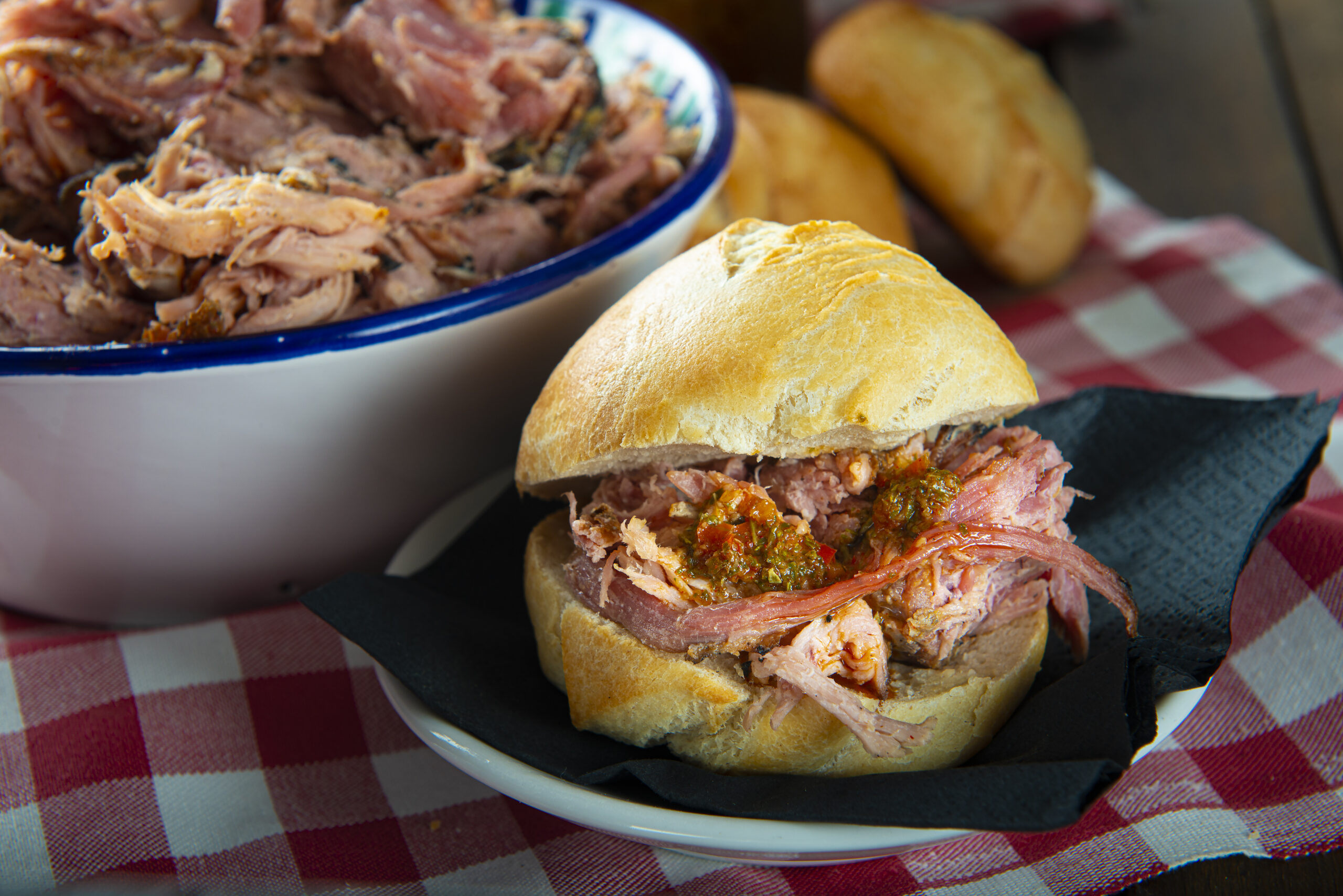 Pulled pork with vinegar barbecue sauce american style