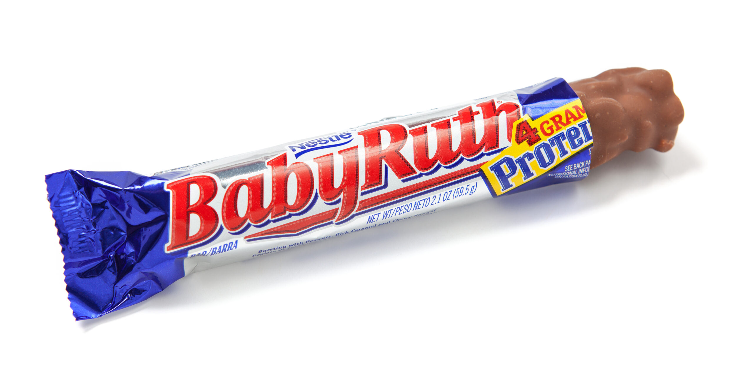 Toronto, Canada - May 10, 2012: This is a studio shot of a Baby Ruth candy bar made by Nestle isolated on a white background.