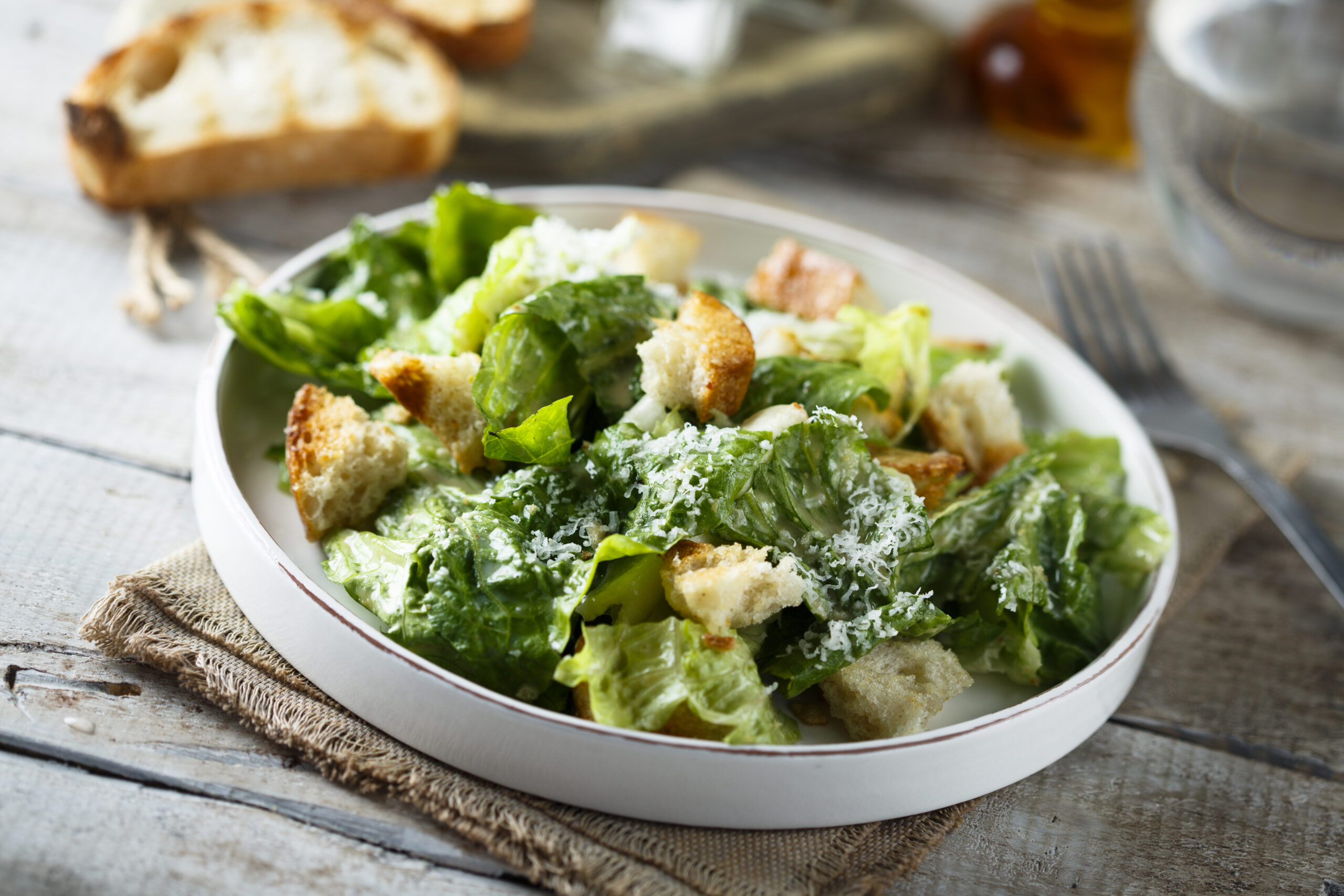 Traditional Caesar salad, vegetarian option