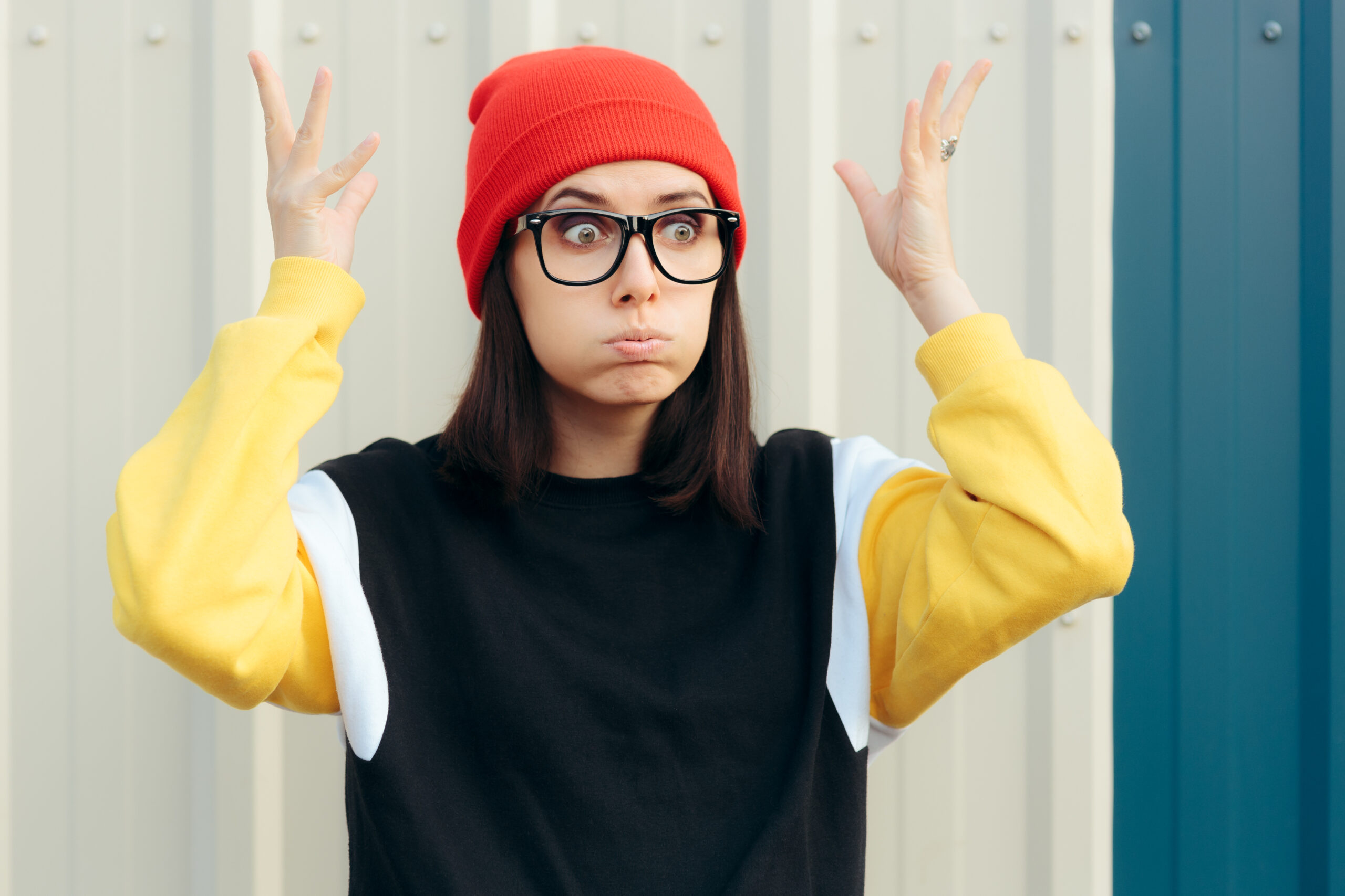 Young woman reacting to brilliant creative idea