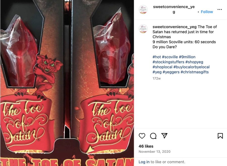 Picture of the Toe of Satan, posted on Instagram by @sweetconvenience_yeg