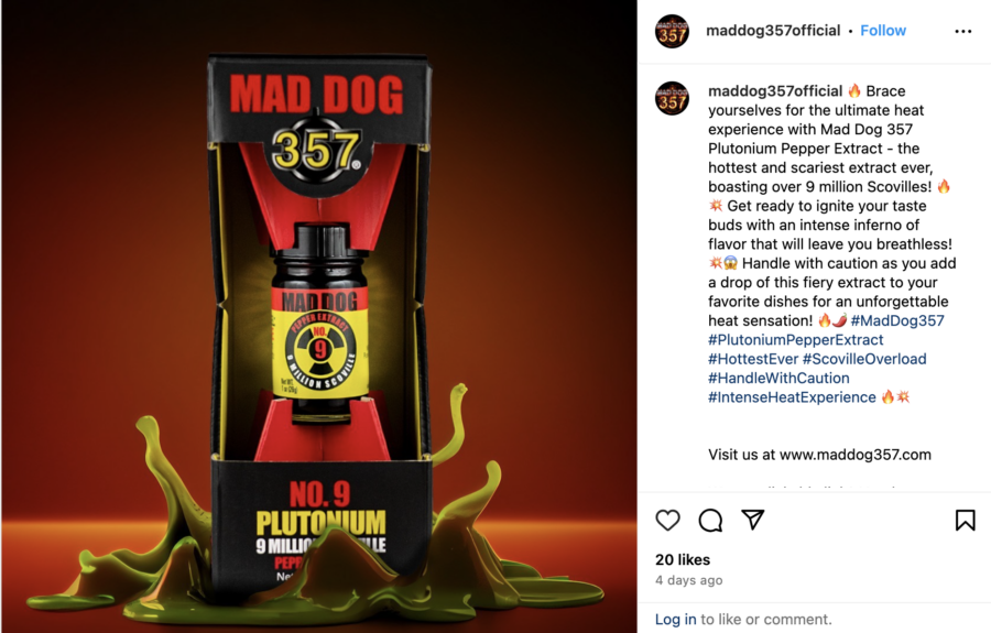 Image of Mad Dog 357 Plutonium Pepper Extract, posted on Instagram by @maddog357official