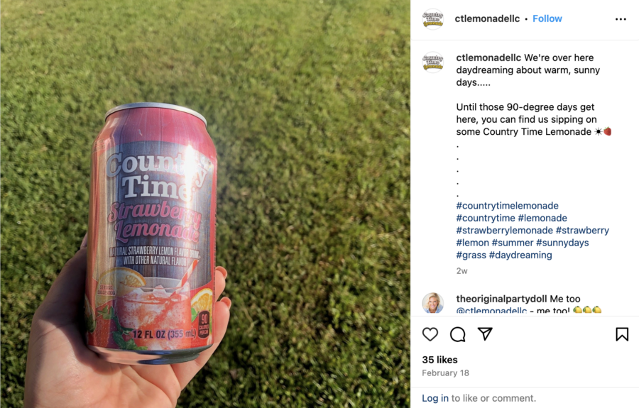 Instagram post of a can of Country Time pink lemonade. by @ctlemonadellc