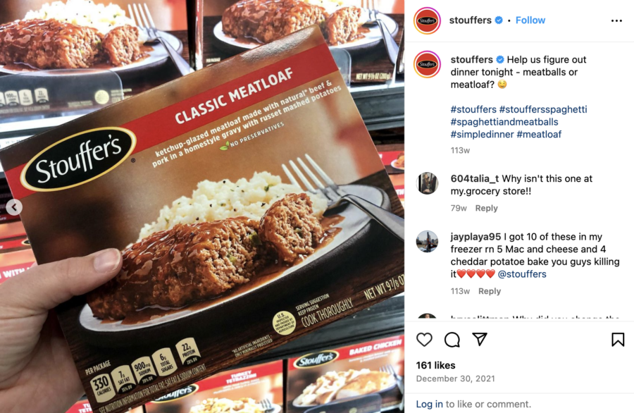 Box of Stouffer's meat loaf, posted by @stouffers on Instagram