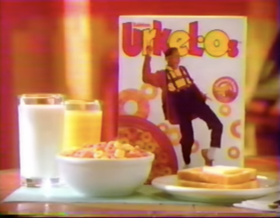 Box and bowl of Urkel-Os cereal, from 1990s commercial. Posted on YouTube by CatraDhtem