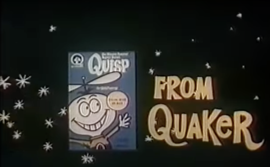 Box of Quisp cereal, from 1966 commercial, posted to YouTube by j peoplemover