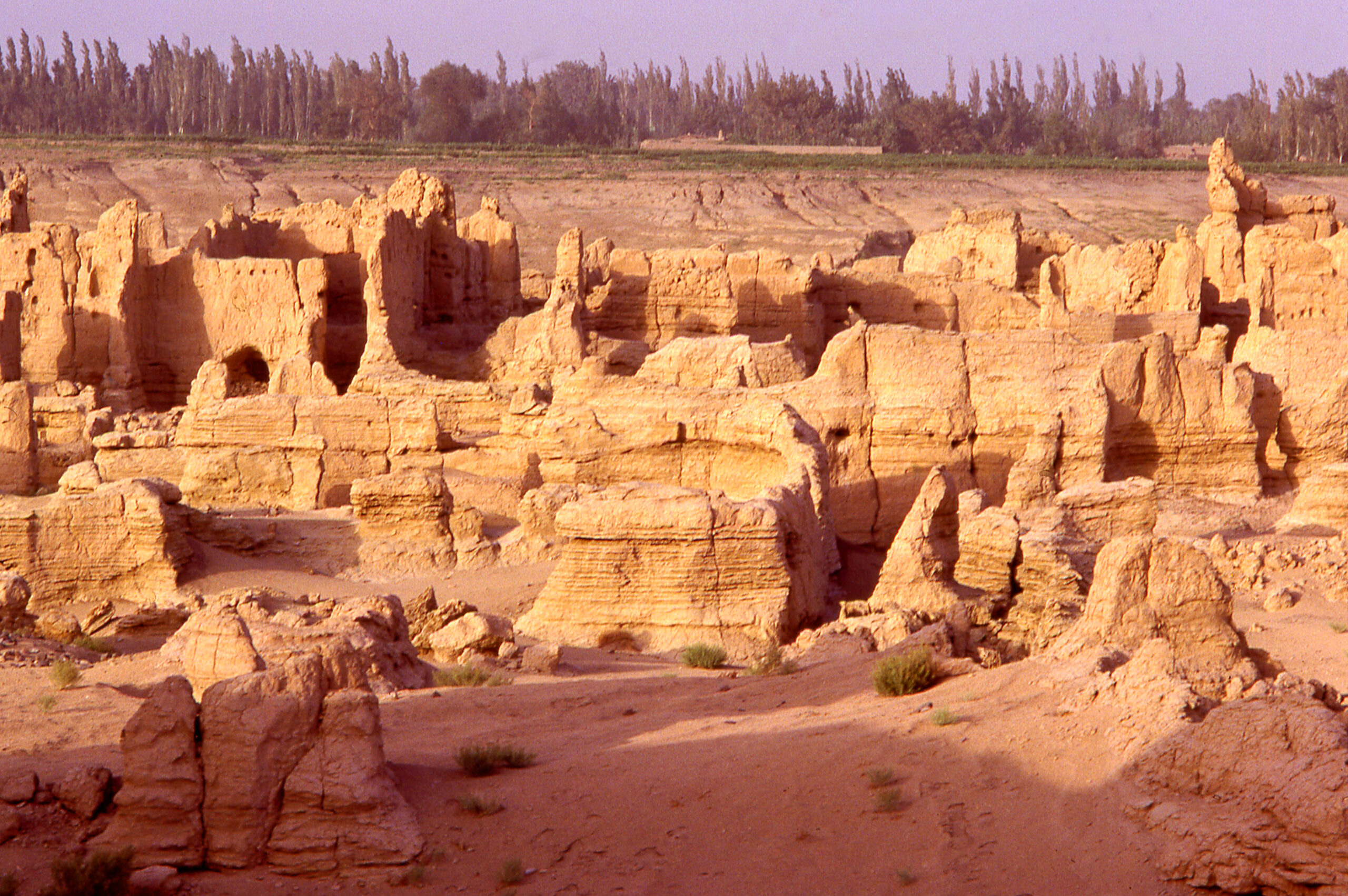 Ancient ruins of Han Dynasty era city of Jiaohe along the Silk Road near Turpan in Xinjiang Gaochang western China