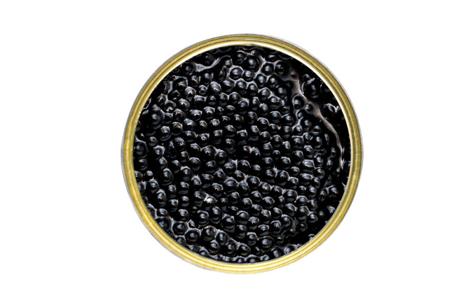 Black caviar, top view, isolated