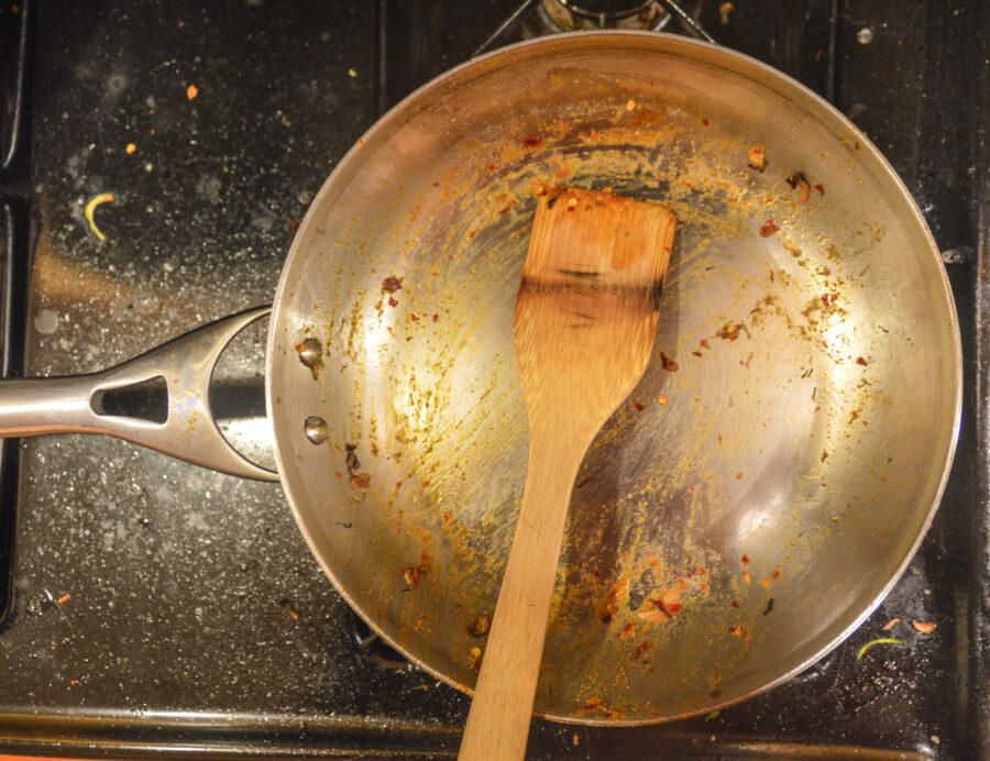 Dirty fry pan