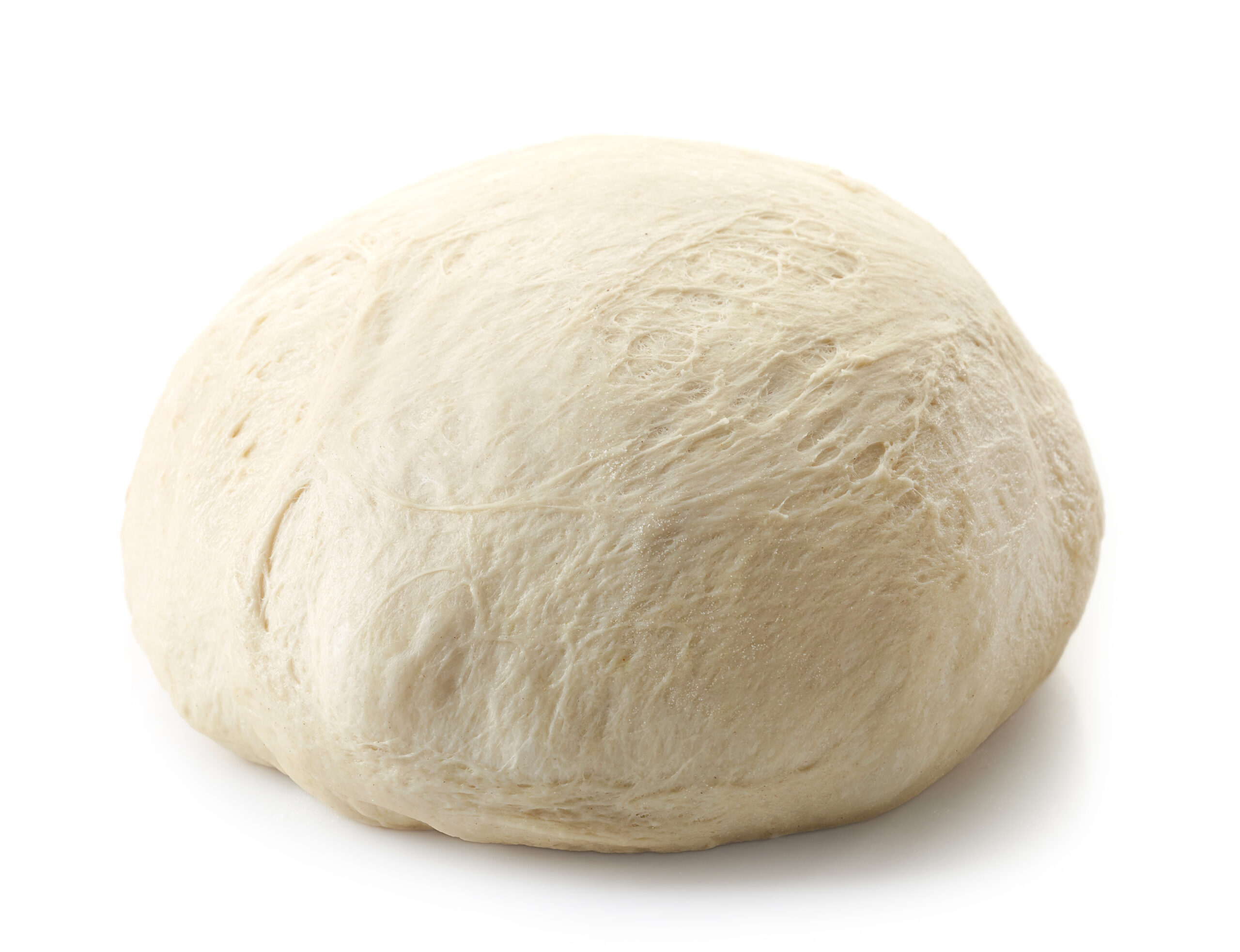 fresh raw dough for pizza or bread baking isolated on white background