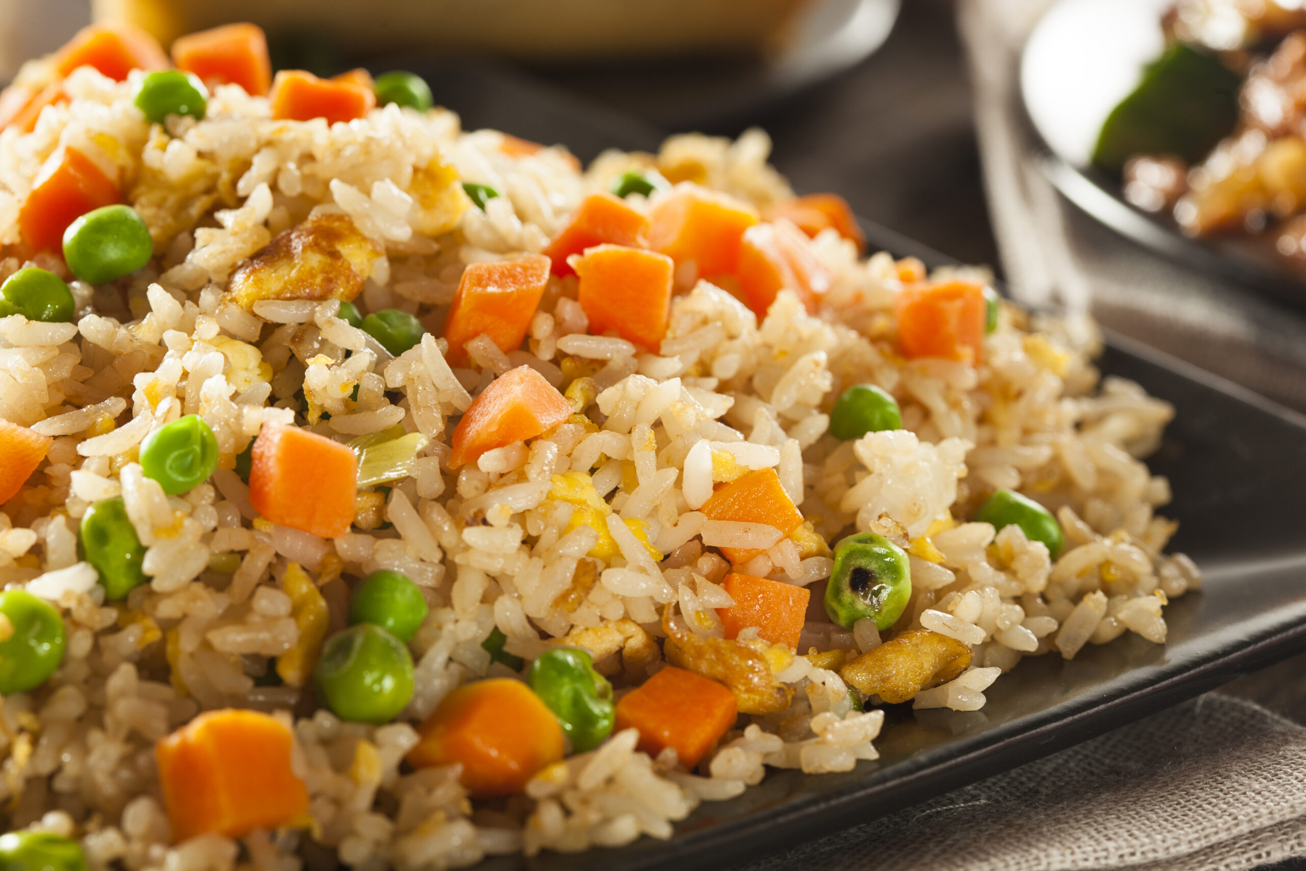 Healthy Homemade Fried Rice with Carrots and Peas