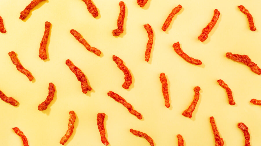 Hot Cheetos Pattern Background on yellow