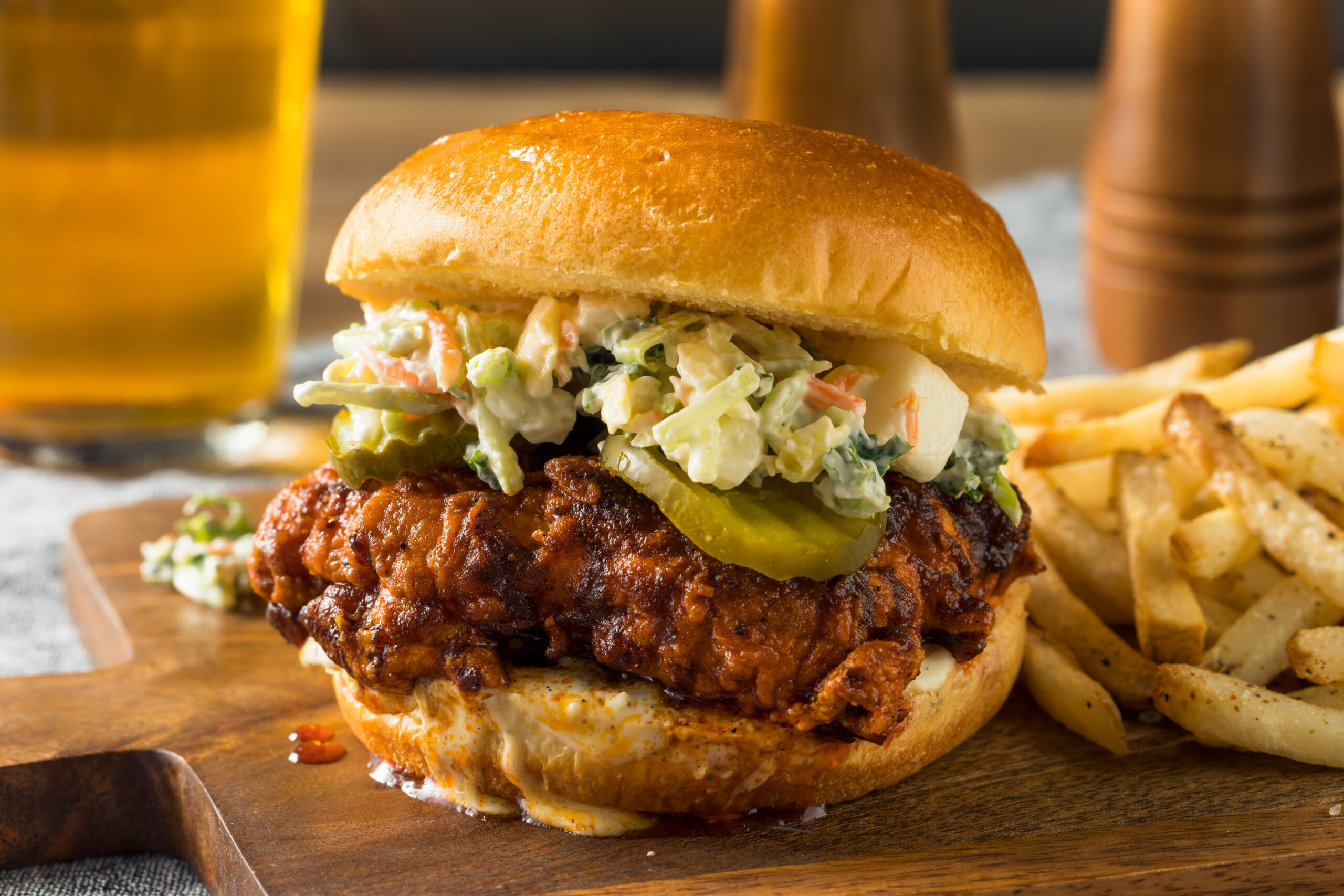 Spicy Nashville Hot Chicken Sandwich with Ranch and Pickles