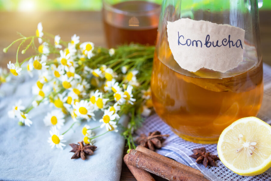 kombucha with lemon and cinnamon.