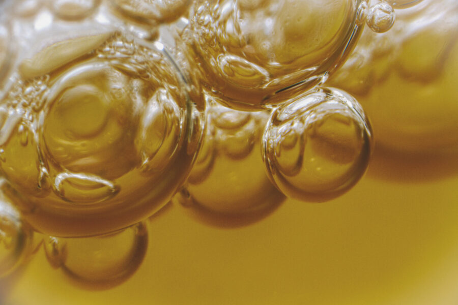 Close-up bubbles on the surface of kombucha vinegar