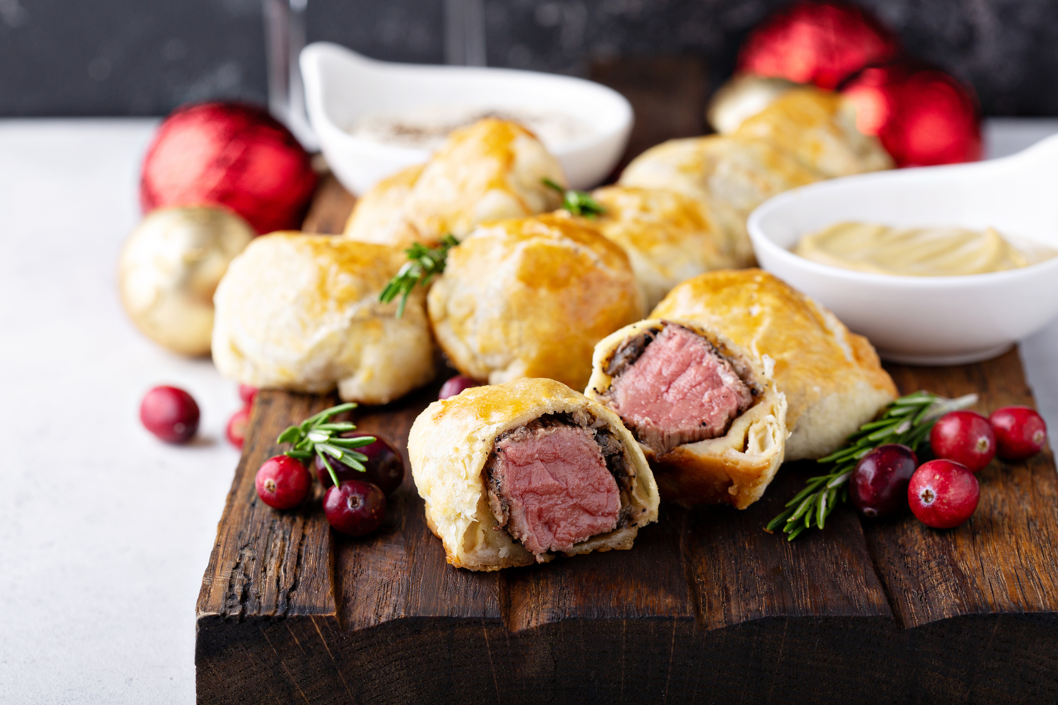 Bite size Beef Wellingtons, New Years Eve or Christmas party appetizer