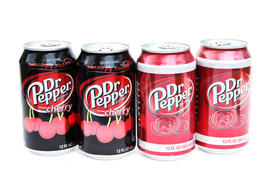 two Dr Pepper Cherry and two Dr Pepper regular sodas