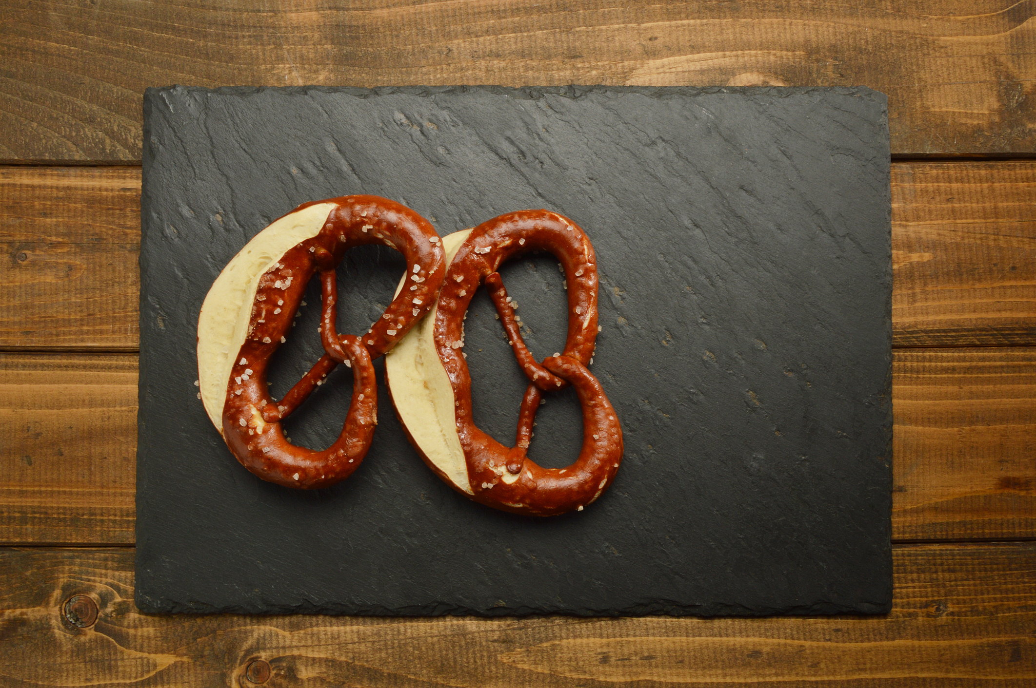 Pretzels on Black Stone Plate