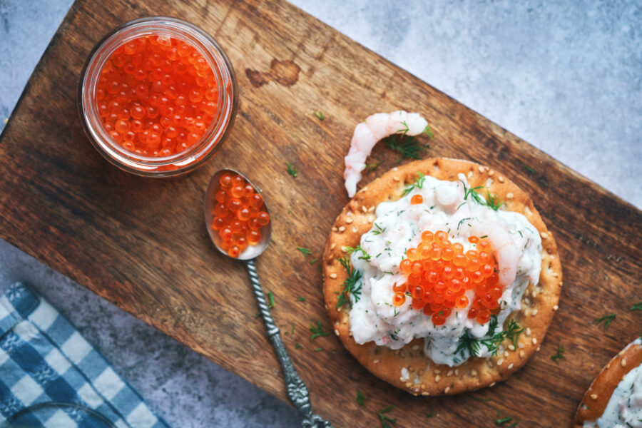 Skagen Toast Scandinavian Prawn Cocktail with Fish Roe