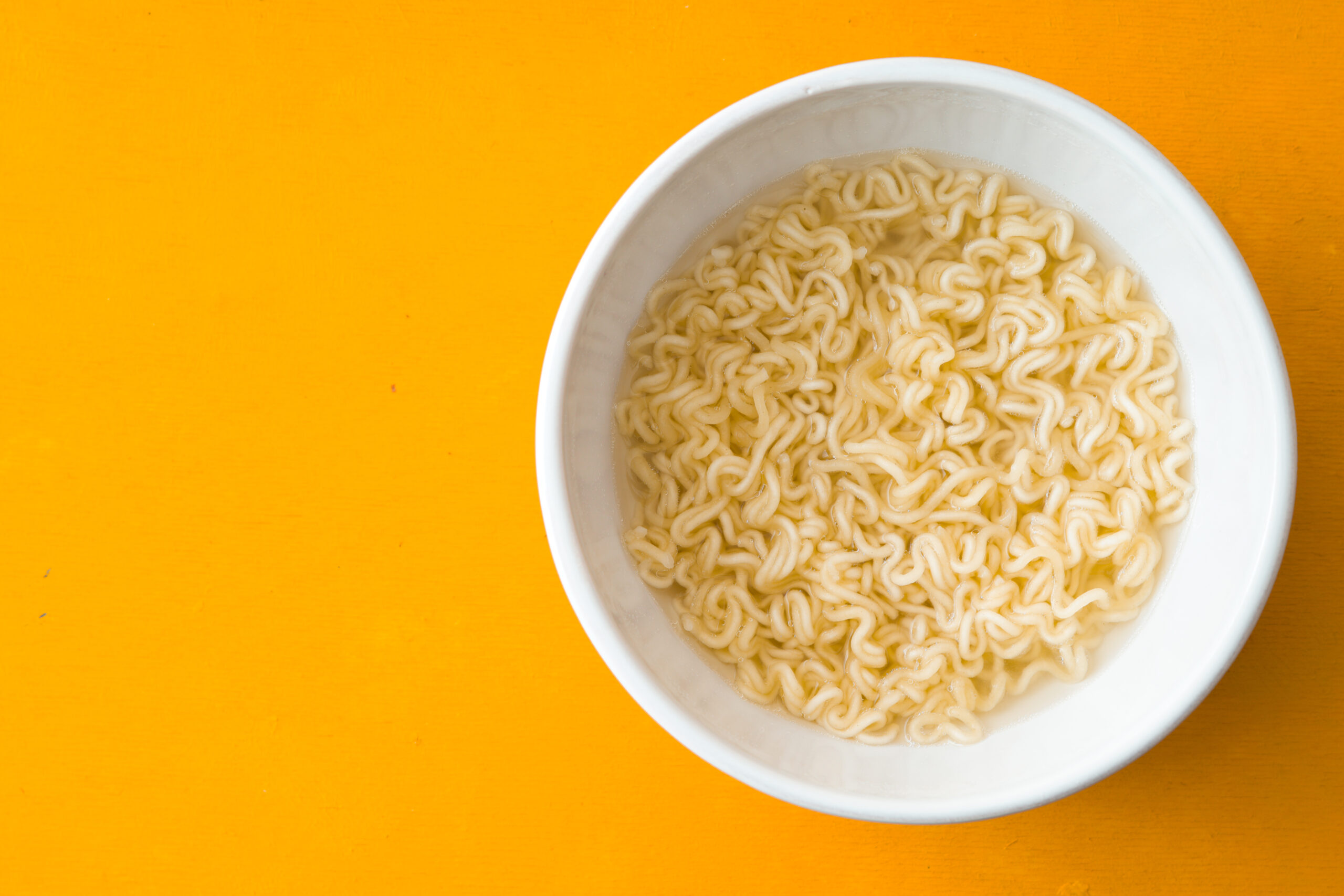 Soup Ramen noodles in ceramic bowl horizontal