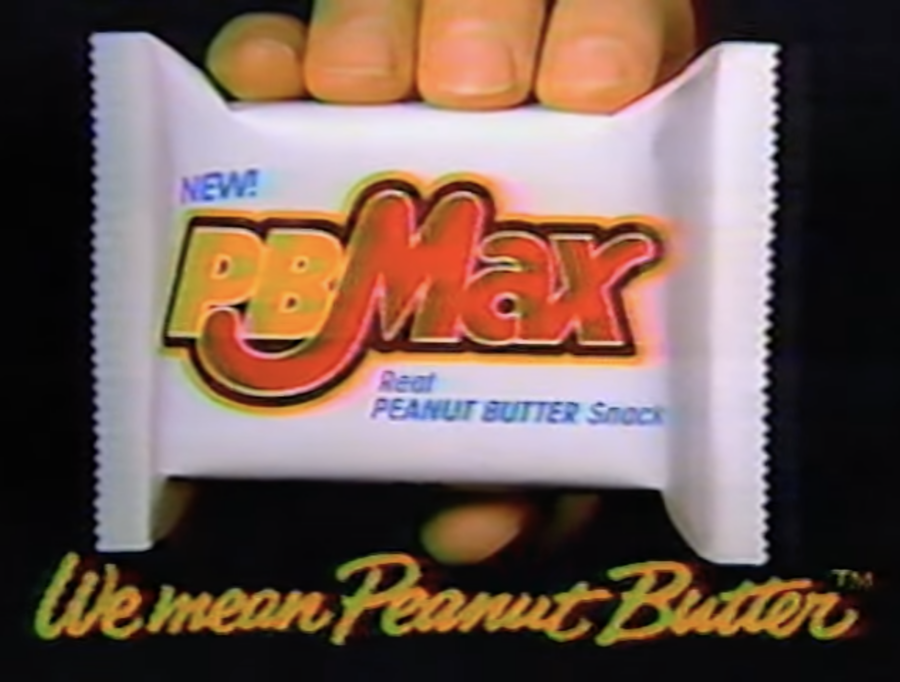 PB Max candy bar, from 1989 commercial posted to Youtube by STEVE HEROLD